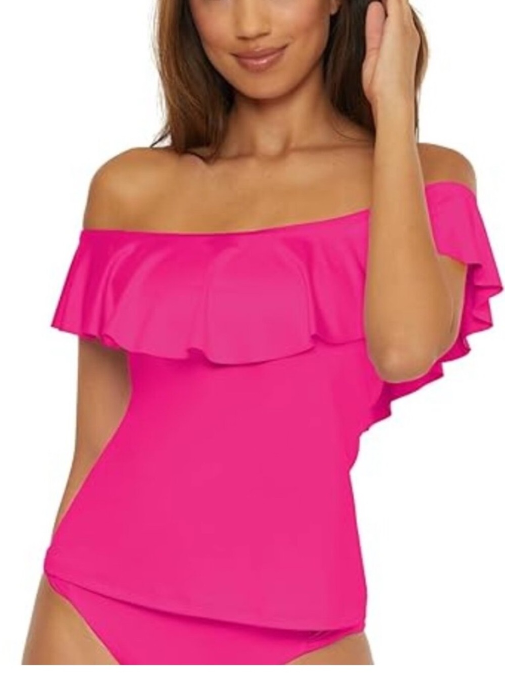 Trina Turk NEW ‘Monaco' Off-The-Shoulder Tankini Swimsuit Top Pink Parade 12